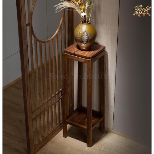 Black walnut full solid wood flower stand high middle low bonsai plant stand champagne color potted flower stand