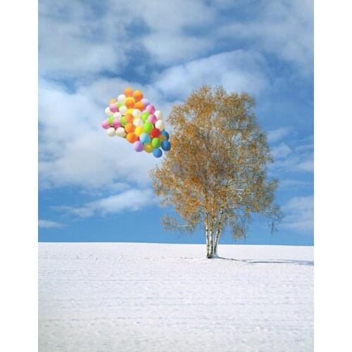 5x7ft Blue Sky Balloon Tree Photography Backdrops Photo Props Studio Background