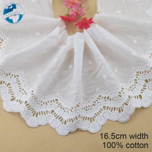 16.5cm wide 100% Cotton embroid lace sewing ribbon guipure trim wedding lace DIY Garment Accessories african doll lace#3922