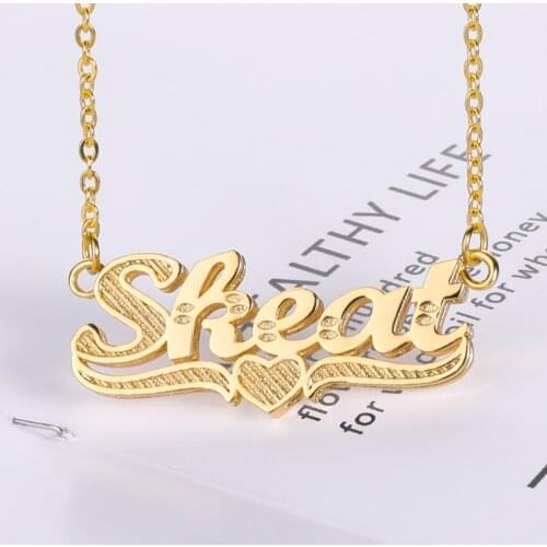 Customized Double Lines 3D Heart Name Necklace Fashion Jewelry Stainless Steel Ribbon Nameplate Choker Necklaces Best Gifts