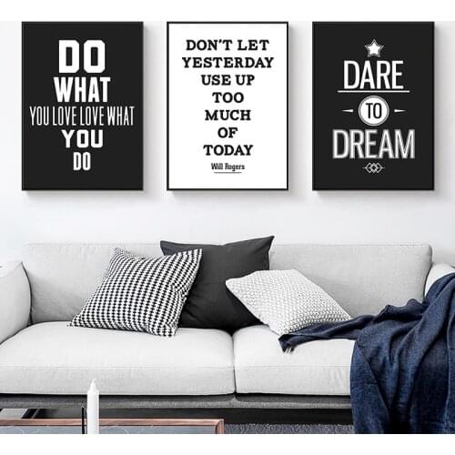3 Pieces Motivational Black White Quotes Modern Canvas Painting Minimalist Wall Art Pictures for Living Room Home Decoration