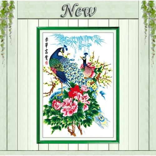 Wealth honour peacock decor painting counted printed on canvas DMC 14CT 11CT Chinese Cross Stitch Needlework Set Embroidery kits