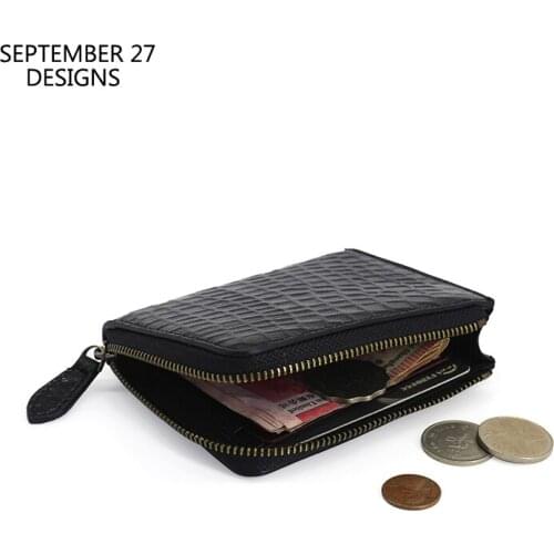 New Fashion Zipper Wallet First Layer Leather Women Coin Purses 100% Cowskin Casual Men Credit Card Wallets Coin Pouch Money Bag