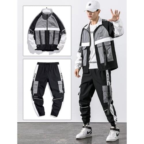 Ins New Japanese Style Men Sets Spring and Autumn Tooling Jacket Suit Mens Two-piece Suit Trend Korean Student Mens Clothing