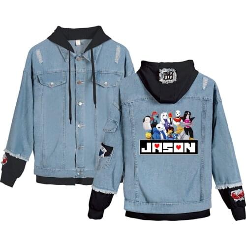 New kpop Jeans Hoodies Wear Undertale Hoodie Fans Clothes Denim Jean Stitching Women Jeans Jacket Harajuku Coat Oversized
