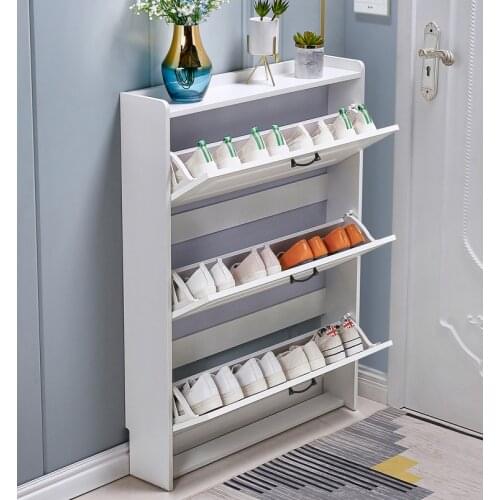Tipping shoe cabinet shoe storage shelf simple narrow ultra-thin 17cm space-saving home hall entrance cabinet