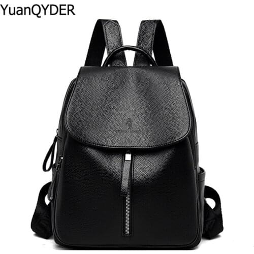 Solid Color Ladies Laptop Bags 2021 New Fashion Design Women Backpack High Quality Leather Womens Shoulder Bags Travel Bag Sac
