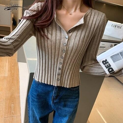 Autumn Long-sleeved Inner Knit Bottoming Shirt Jacket Sweaters Women Loose-fitting Outer Cardigan Sweater Jacket Women 16551