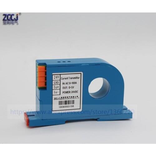 Perforation AC 0-100A Current Transmitter 0-5V DC analog signal transmit output Perforated ac ampere signal transducer
