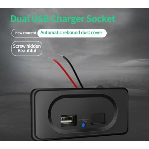 3.1A 4.8A Dual USB Charger Socket 12V-24V Dustproof Car Charger Power Adapter Outlet for Boat Car RV Bus Motorcycle Truck ATV