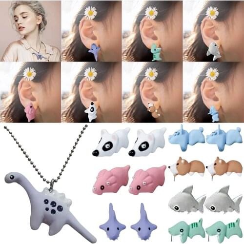 Alloy Earrings Studs Fashion Simple Jewelry Cartoon Pet Dinosaur Shark Gifts