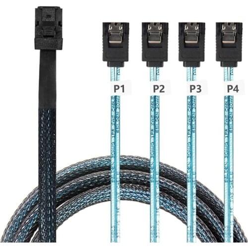 SFF-8643 to 4X SATA Mini SAS HD 36Pin to 7Pin Hard Disk Data Cable 12Gb For Lesozoh