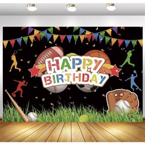 Sports Theme Football Basketball Rugby Boy Birthday Party Backdrop Stadium Photography Background For Photo Studio Photocall