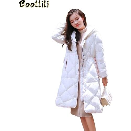 Boollili White Duck Down Jacket Women Clothes 2020 Winter Coat Women Korean Hooded Puffer Jacket Women Long Warm Parka