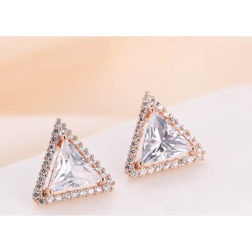 DE186 Fashion Elegant Delicacy 4A Zircon Triangular Ear Stud GIRLS Gift Party Banquet WOMENS Jewelry Earrings 2021