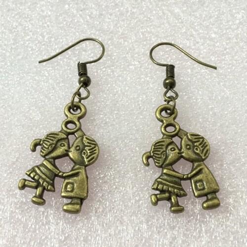 Antique vintage bronze Valentines Day lover earrings for women metal alloy drop dangle earring jewelry fashion ear jewellery