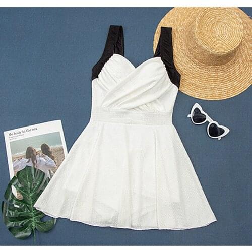 New bathing hot spring swimsuit in 2020 white fairy fan wanghong super fairy one-piece skirt swimsuit