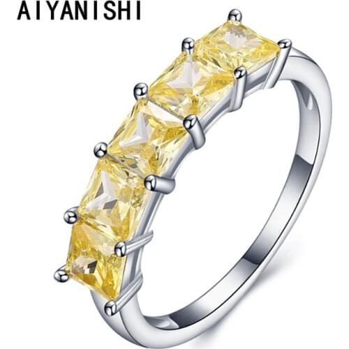 AIYANISHI Real S925 sterling silver Rings for Women White/Yellow Wedding Ring with stamp exquisite cz Fashion Female Wholesale
