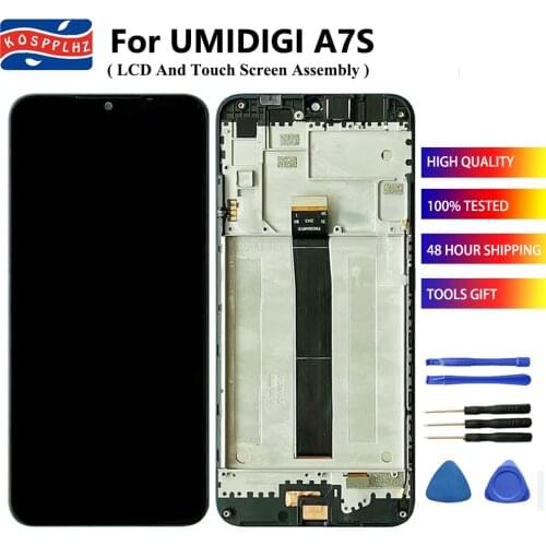 KOSPPLHZ For UMIDIGI A7S Display LCD + Touch Screen + Frame Assembly Replacement A7S LCD Display Front Glass Panel +Tools & Glue