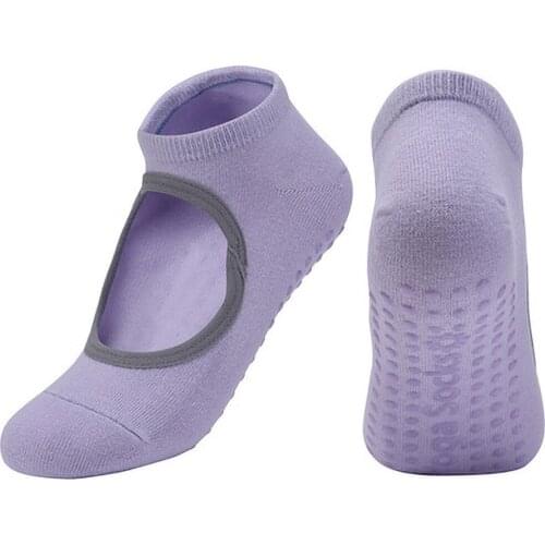 1 Pair Yoga Socks Halter Cotton Comfortable Round Head Yoga Dance Female Dot Rubber Socks Gym Indoor Floor Sports Socks