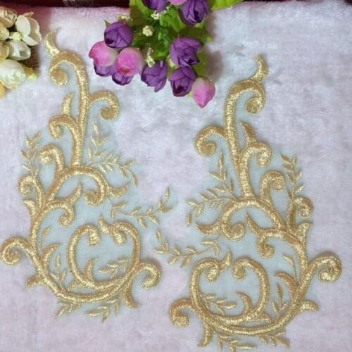 1 Piece Exquisite Embroidery Venise Lace Applique Diy Gold Flower Embroidery Fabric Fine Patch Trim Craft