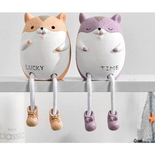 2pcs/set Cute Animals Style Creative Elf Doll Figurines Wall Hanging Foot Doll Resin Crafts Hanging Leg Doll Home Decor