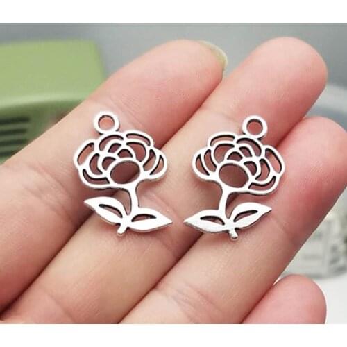 30pcs/lot--23x17mm, flower cham,Antique silver plated rose flower charms,DIY supplies, Jewelry accessories