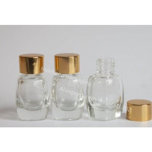 30pcs/lot 3ml Mini Clear Glass Bottle With Gold Cap Small Glass Vials glass Sample Bottle Cosmetic Container