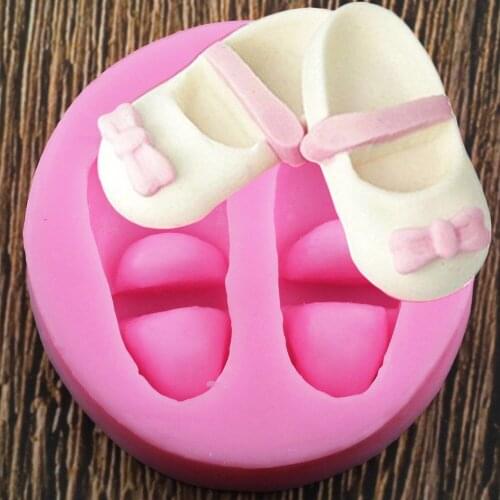 3D Cute Baby Shoes Bow Silicone Cake Molds Gum Paste Chocolate Candy Mold Fondant Cake Decorating Tools