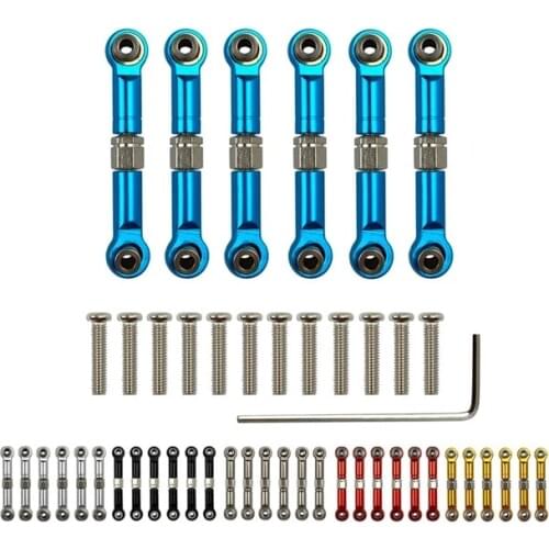 6Pcs Adjustable for Wltoys 1/18 A949 A959 A969 A979 K929 Aluminum Upgrade Spare Parts Metal Linkage Pull Rod Servo Link A959-B