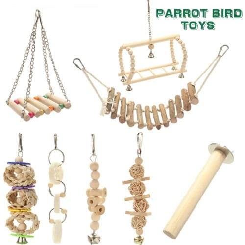 8pcs Parrot Pet Bird Hammock Swing Harness Cage Ladder Parakeet Budgie Toys Set Entertainment Toys Bird Supplies