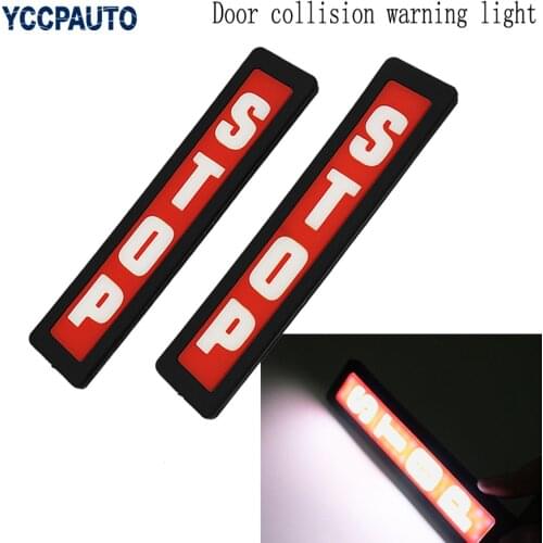 Car Auto LED Door Conllision Warning Strobe Lights Open Signal Warning Flash Light STOP LOGO Car Styling 2pcs/set Words Marks