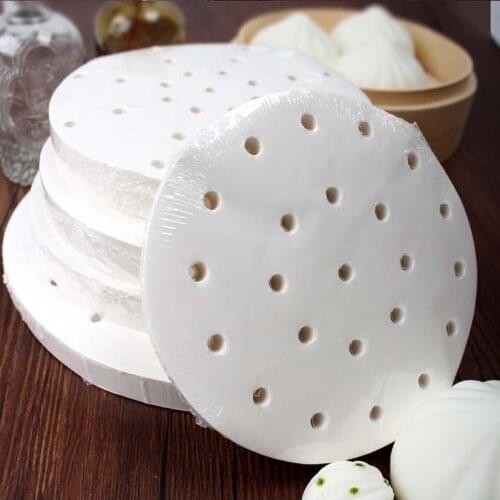 50 Sheets Bamboo Steamer Papers Round Non-Stick Steamer Mat Oil Paper Air Fryer Accessories Kitchen Cooking Tools