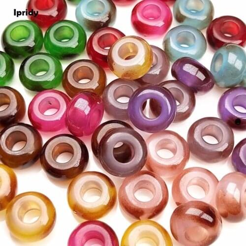 10pcs/lot 14MM Large Hole Resin Beads with No Core Effect of Jelly European Bead fit Diy Charms Bracelet