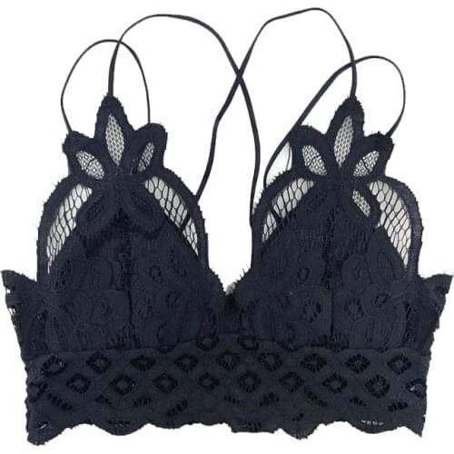 Women Hollow Out Bralette Solid Color Beauty Back Lace Underwear Sexy Vest Female Add pad Wireless Bra Seamless Lingerie