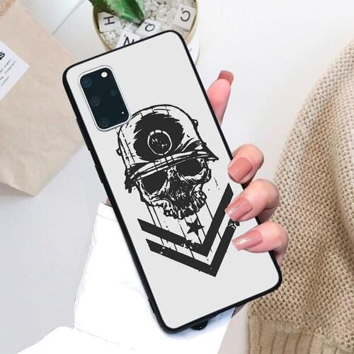 For Samsung Galaxy Skull Military Wallpaper Soft TPU Black Border Samsung Galaxy Case