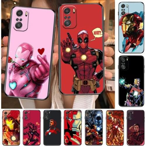 Marvel Iron Man cartoon Phone Case For XiaoMi Redmi Note 10 9 9s 8 7 6 5 A Pro s T Black Cover Silicone Back Pre style
