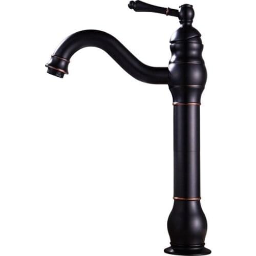 Black Basin Hot And Cold Foramina Singulare Water Tap Full Copper Black Bronze Water Tap Platform Basin Wash Hands Basin On The