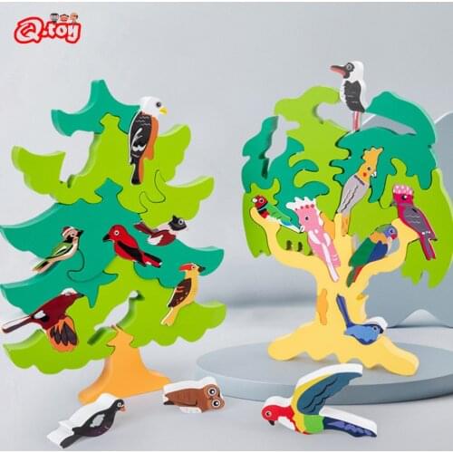 Kids wooden bird tree puzzle toys DIY panel Early education and intellectual develop of parent-child new building blocks toy