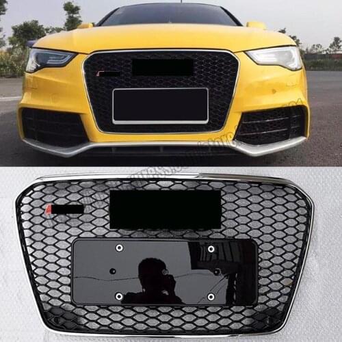 For audi a5 / s5 b8.5 2013 2014 2015 2016 For rs5 style sport front hex mesh honeycomb Silver + black grill cover