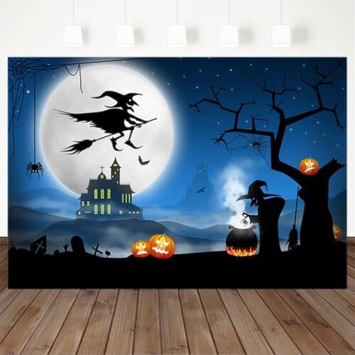 Halloween Photography Background Pumpkin Lantern Miko Haunted House Bat Backdrop Party Banners Decoration For Photo Studio