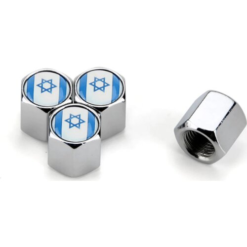 Car Wheel Tire Valve Caps Israel Flag Emblem Tyre Valve Stem Capa Cover For Ford Silver Accessories Automobiles Bike Motorcycles