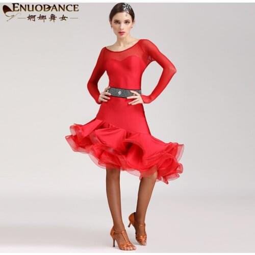 Latin dance costumes female adult long-sleeved costume dress cultivate morality Latin dance clothing
