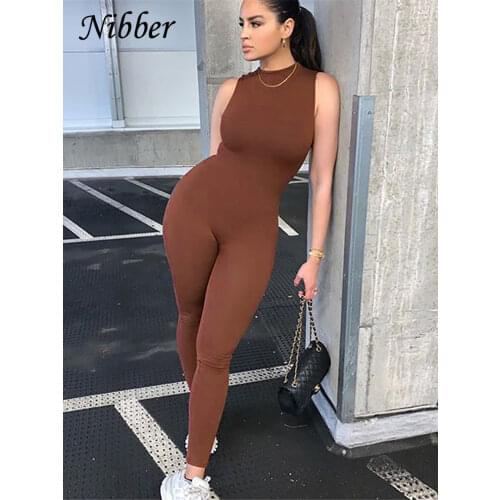 Nibber Summer Solid Basic Black White Jumpsuit Overalls Womens Clothing 2021 Street Casual Activity Wear Fitness Outfit Female