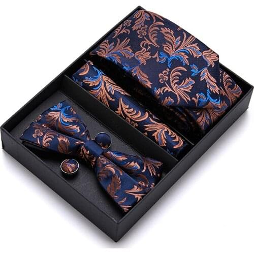 Nice Handmade Hot sale Factory Sale Great Quality Butterfly Tie Pocket Squares Cufflink Set Necktie Box Formal Clothing