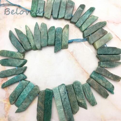Top Drilled Amazonite Spike Slice Beads,Natural Blue Gems Stone Stick Point Pendant Beads, BG18271