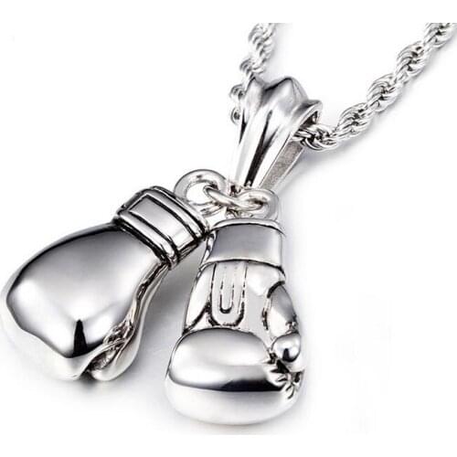 Fashion Lovely Mini Boxing Glove titanium steel Pendant Boxing match Jewelry Stainless Steel Cool Pendant Necklaces for Men Boys