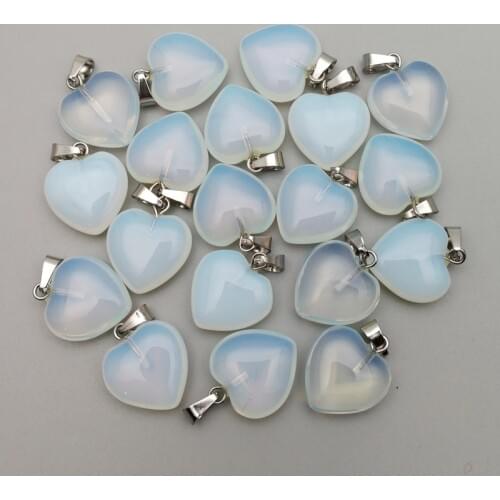 Fashion OPAL stone 15mm heart Pendants & necklaces for making Jewelry charm opalite accessories 50pcs/lot wholesale