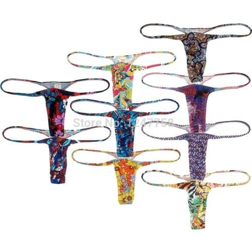 Mens Bikini G-Strings Lingerie Slim Cut Micro Underwear Tangas Thongs Underpants Low Waist Panties