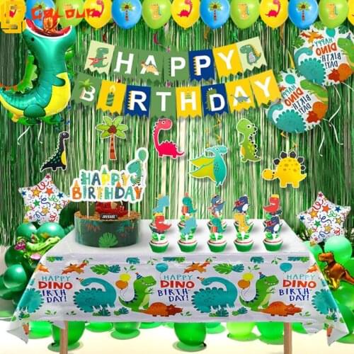 Cartoon Dinosaur Party Tableware Set Dinosaur Hat Paper Plate Popcorn Box For Kids Birthday Baby Shower Party Supplies Decor